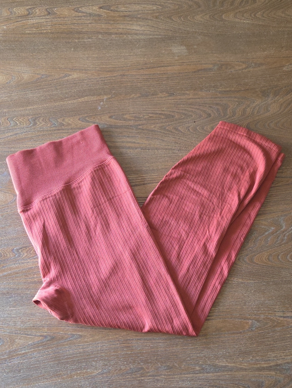 Ribbed High-Waist Leggings in Dusty Rose